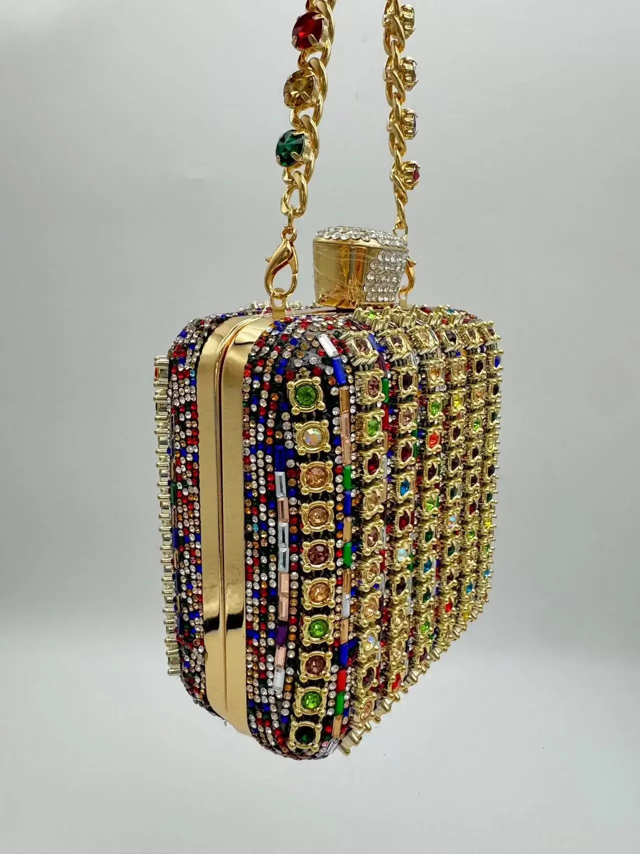 Sac pochette de soirée carrée incrustée de diamants faite à la main, sac de dîner Portable en Fiber de Polyester scintillante de petite taille pour femmes