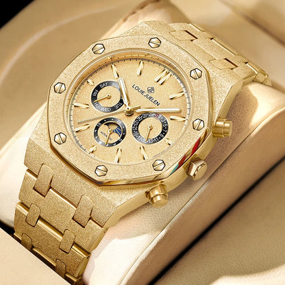 LOUIE JUELEN nouveaux hommes montre haut de gamme de luxe mécanique automatique en acier inoxydable étanche lune montre lumineuse montre-bracelet horloge