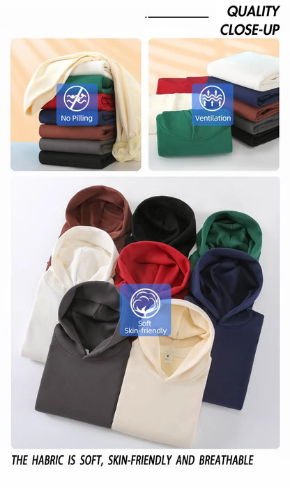 16.9oz 480gsm coton lourd Plus velours pull à capuche hommes épaissi serré polaire pull à capuche femmes sweat