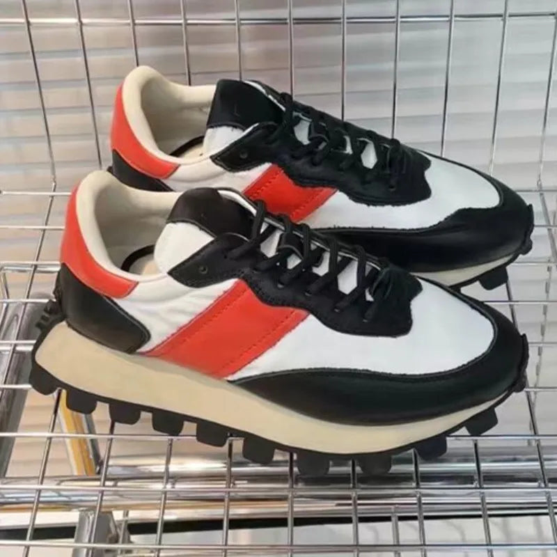 Chaussures de course rétro en daim pour femmes, baskets épaisses, tissu respirant, chaussures de sport à plateforme plate, mode décontractée, recommande une augmentation