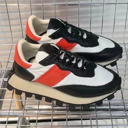 Chaussures de course rétro en daim pour femmes, baskets épaisses, tissu respirant, chaussures de sport à plateforme plate, mode décontractée, recommande une augmentation