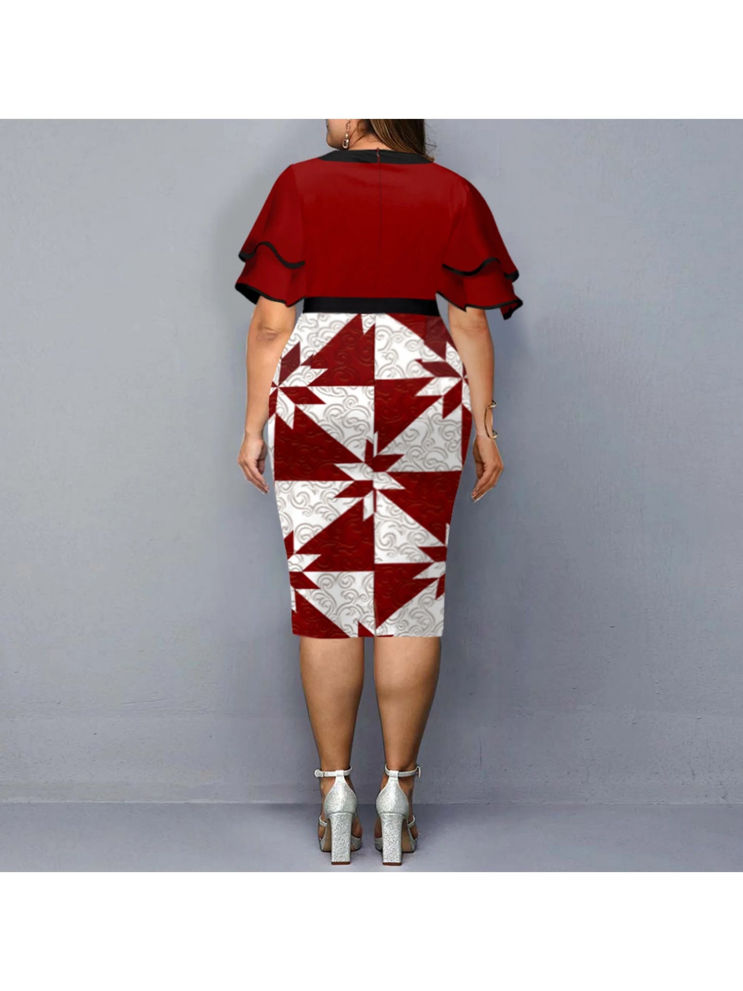 Robe mi-longue grande taille pour femmes robe de soirée imprimée élégante robe 2025