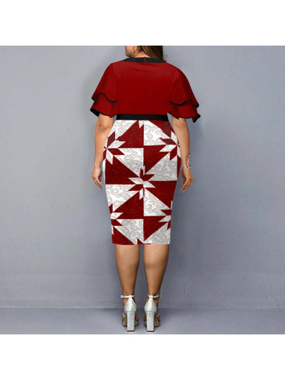 Robe mi-longue grande taille pour femmes robe de soirée imprimée élégante robe 2025