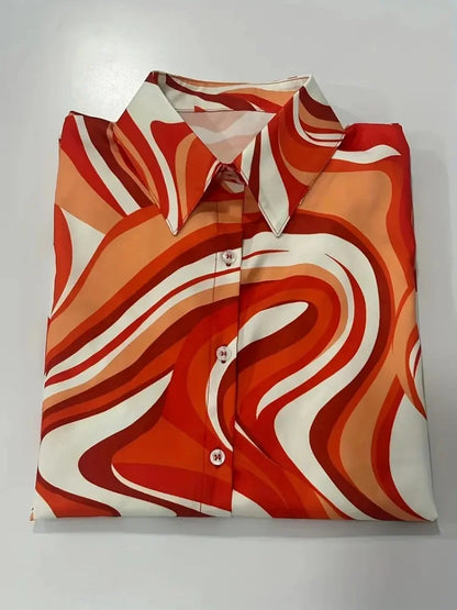 Nouvelle texture imprimée chemise tempérament femmes bureau chemise à manches longues 2024 automne