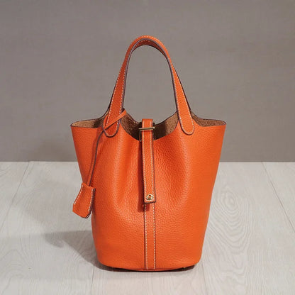 Sac à lunch en cuir de vachette véritable, panier alimentaire E27, sac à main de pique-nique Amazon, poignée supérieure souple, 2024 importé