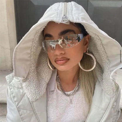 Lunettes de soleil Punk Y2K pour femmes et hommes, tendance, enveloppantes, nuances, décoration étoile, UV400, 2025