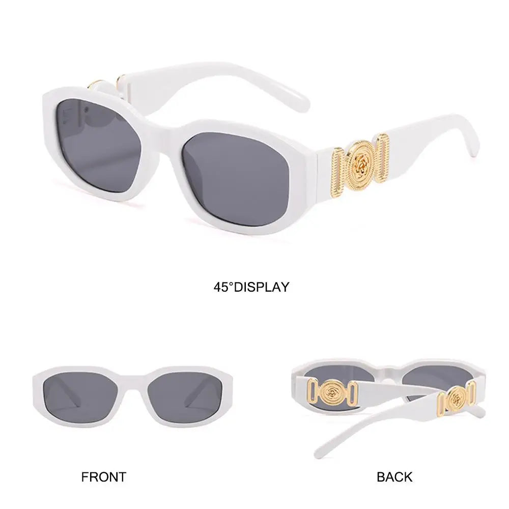 Lunettes de soleil Y2K irrégulières pour femmes et hommes, monture optique, nuances vintage, protection UV, design rose en métal, été