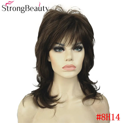 Perruque synthétique ondulée mi-longue pour femmes, cheveux naturels, sans capuchon