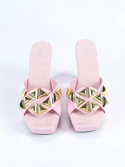 Pantoufles à plateforme pour femmes, style étrange, fretwork, talons hauts, carré, Parker, sandales évidées, chaussures d'été pour femmes, nouveau, 2025, 12cm