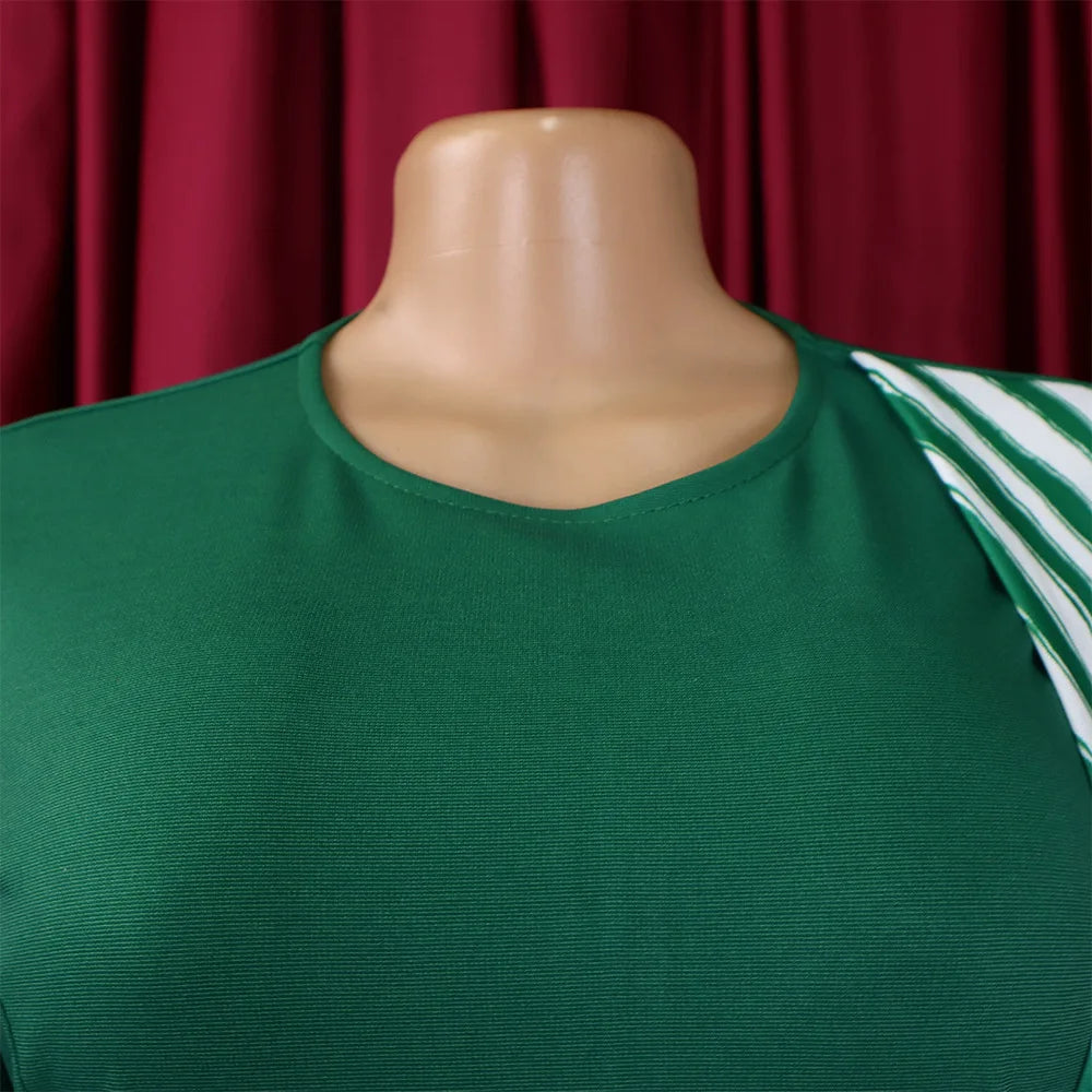 FairyShely 2025 Sexy Patchwork grande taille robe de Club femmes à manches longues grandes robes dame coupe ajustée fête robe courbe serrée