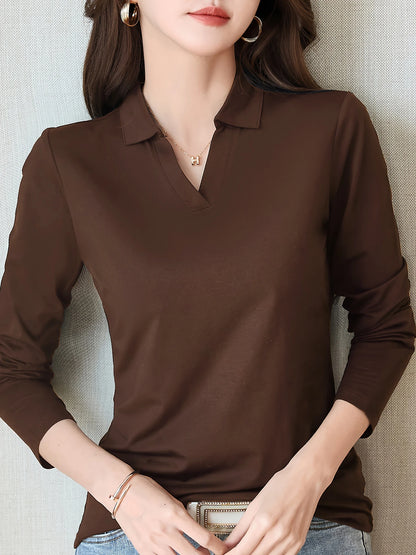 Chemise chic décontractée pour femme – Manches longues, détails de boutons, mélange de coton semi-transparent, lavable en machine – Parfaite pour le printemps et l'automne