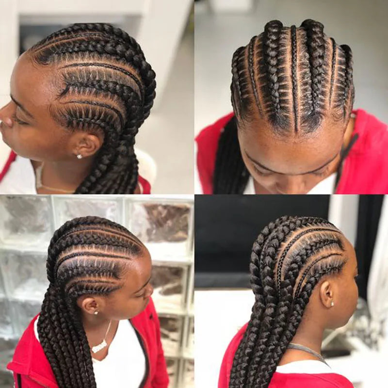 Incoo-Perruque synthétique tressée pour femmes noires, 36 pouces, sans nœud, boîte, Cornrow, cheveux africains