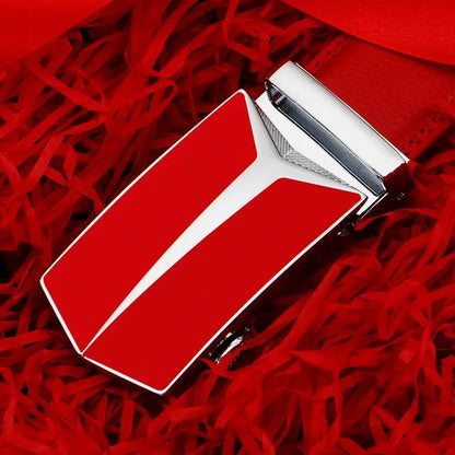 Hommes couleur rouge 3.5 cm largeur bracelet en cuir de vache haute qualité boucle automatique ceintures pour hommes marque de luxe concepteur ceintures homme B995