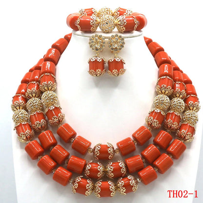 Ensemble de bijoux de mariée en corail artificiel, ensemble de colliers de perles africaines et nigérianes