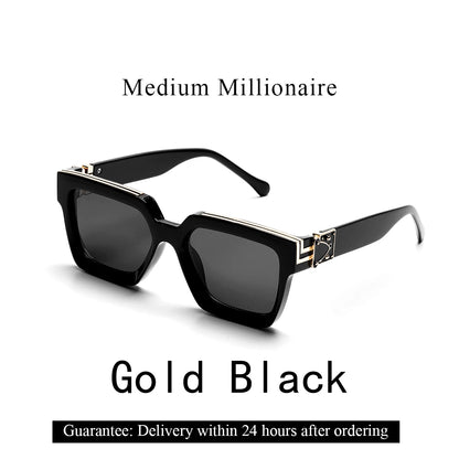 Ruiao rétro noir millionnaire nuances lunettes de soleil de luxe 2025 pour hommes concepteur célèbre marque carré lunettes de soleil homme femmes lunettes de soleil