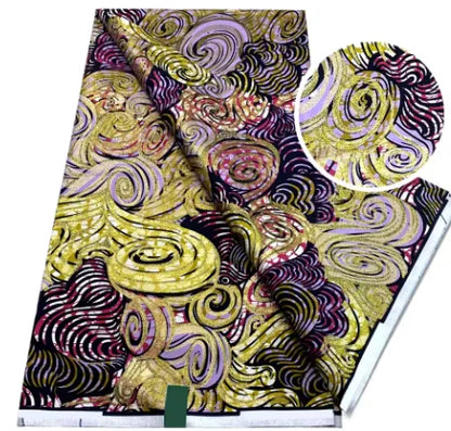 Tissu africain en cire de coton, très bonne qualité, nouvelle grande cire Ankara brillante Pagne, couleur grise, brillant doré, trucs Batik, 6 mètres