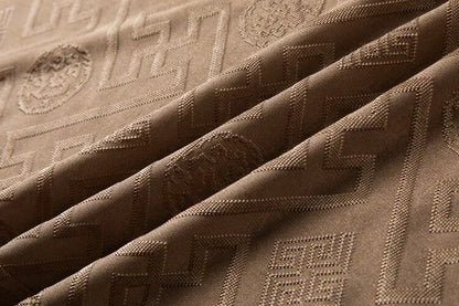 Haut à manches courtes et col rond pour hommes, respirant, en soie glacée avancée, marque de luxe, Jacquard, ample, décontracté, couleur unie, été