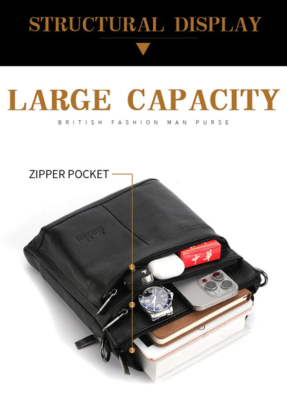 Sac messager en cuir pour hommes, sac à bandoulière d'affaires, petit sac à bandoulière multifonction, sac de voyage pour hommes