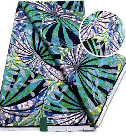 Tissu africain en cire de coton, très bonne qualité, nouvelle grande cire Ankara brillante Pagne, couleur grise, brillant doré, trucs Batik, 6 mètres