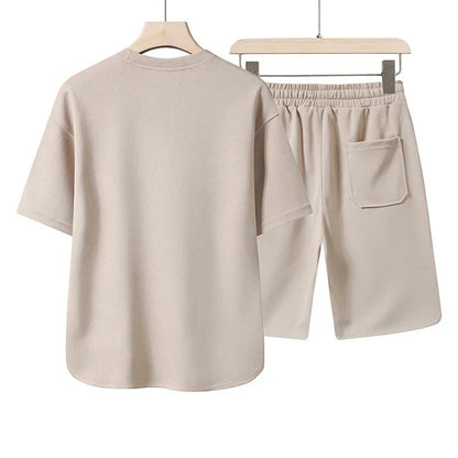 T-shirt et short décontractés à col rond pour hommes, deux pièces, imprimé à la mode, respirant, costume à manches courtes, nouvelle collection été 2025