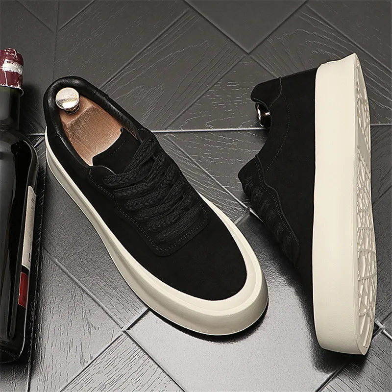 Chaussures en cuir suédé pour hommes, baskets de marche, appartements d'extérieur, vintage, à la mode, luxe, designer, nouveau