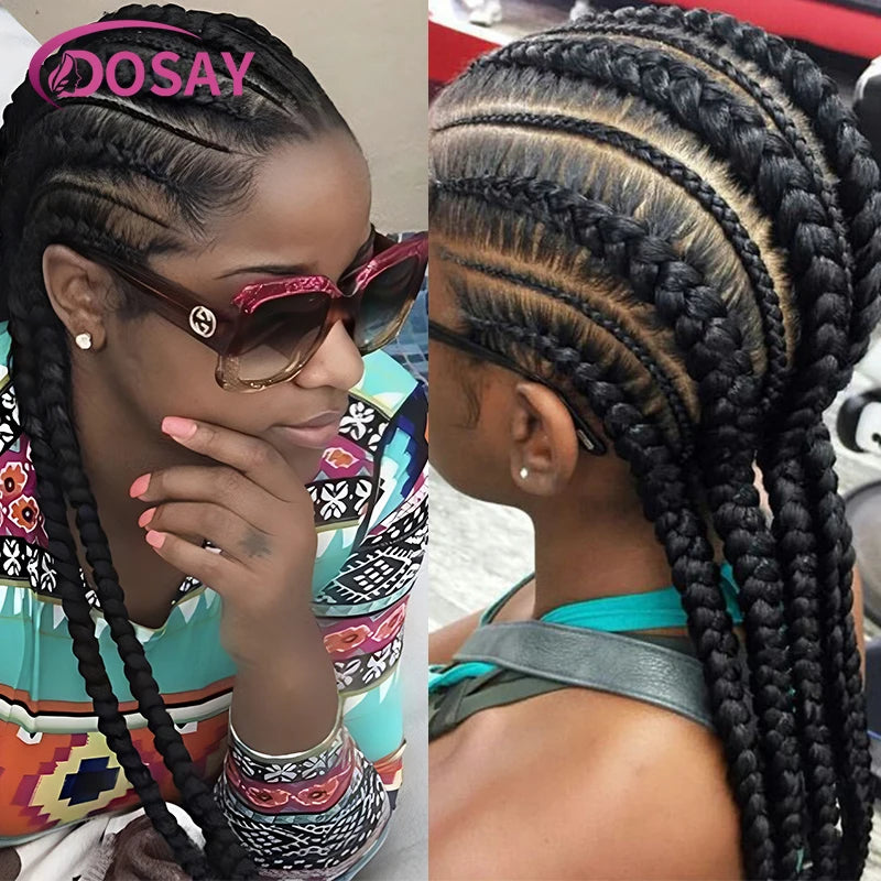 Perruques tressées sans colle synthétique pleine dentelle avant perruque tresse africaine sans noeud boîte tresses 20 "femmes perruques pour femmes perruques tressées