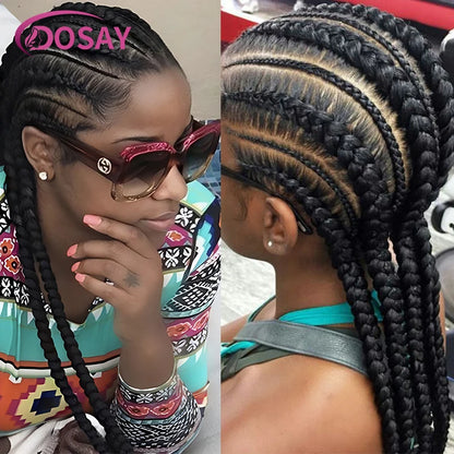 Perruques tressées sans colle synthétique pleine dentelle avant perruque tresse africaine sans noeud boîte tresses 20 "femmes perruques pour femmes perruques tressées