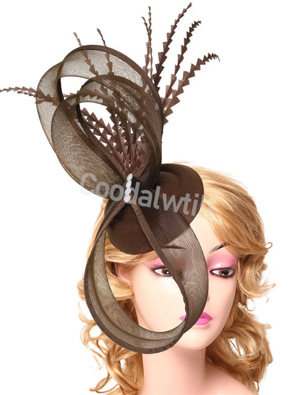 Plume Derbr Fascinator chapeaux femmes Vintage église pilulier casquette bandeau dames élégant Cocktail Kentucky casque Fascinators