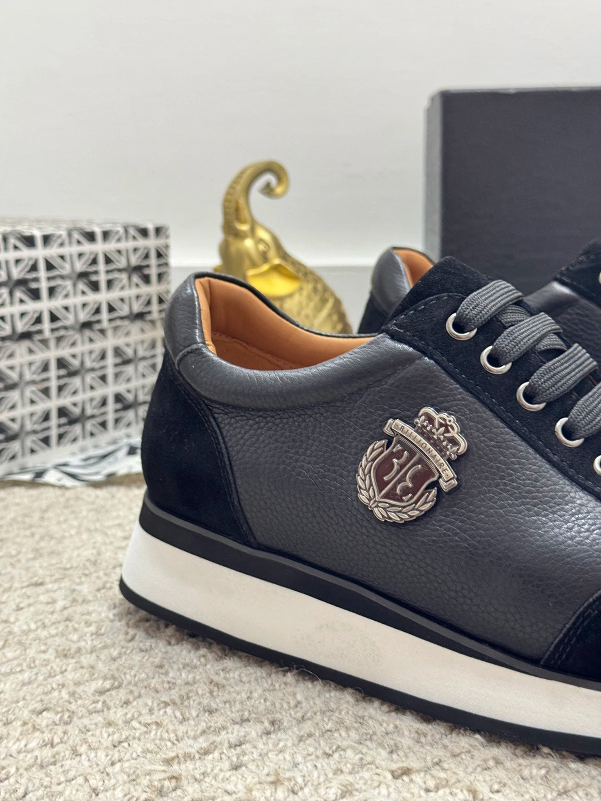 BILLIONAIRE BLSK CPRT chaussures peau de vache 2025 nouvelle broderie mode qualité confort mouvement hommes taille européenne 39-45 chaussures noires