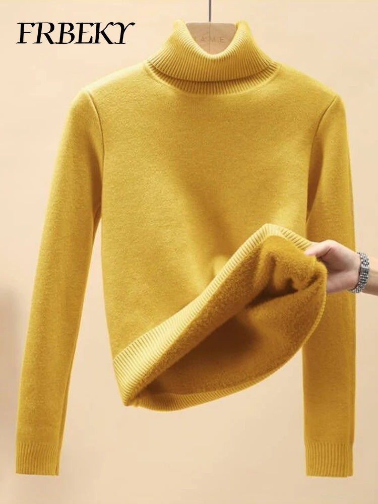 Pull à col roulé rembourré pour femme, chemise à fond, sous-vêtement document solide, pulls en Y, chaud, automne, hiver