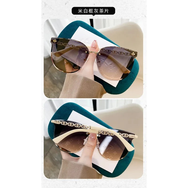 Nouvelle mode sans cadre bord de coupe lettre Style haut de gamme petit parfum femmes lunettes de soleil lunettes de soleil lunettes de soleil