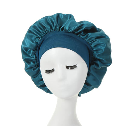 2 pièces lait Imitation soie large bord Satin tissu femmes cheveux chapeau Bonnet bande élastique chapeaux bonnets pour les femmes