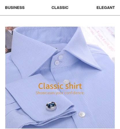 Chemises à col haut à double boucle pour hommes, mode rétro britannique, pur coton, chemises d'affaires minces, chemises de travail