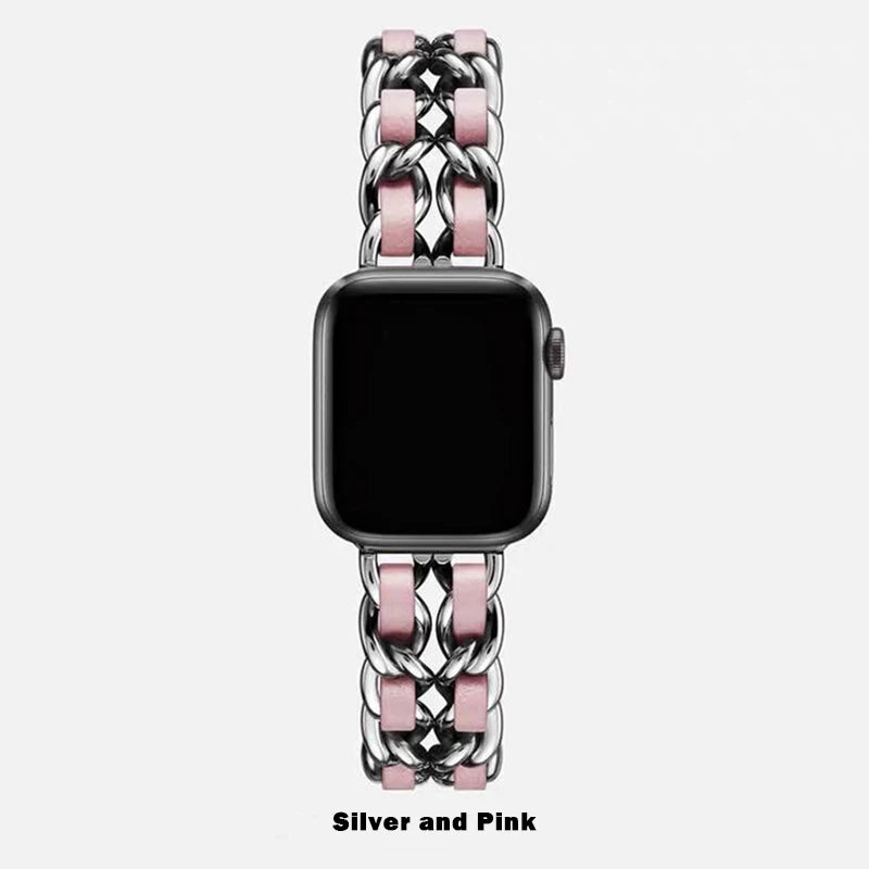 Bracelet en métal pour femmes, pour Apple Watch Band 10 9 8 Ultra 46mm 42mm 49mm 7 SE 6 5 41mm 45mm 44/40mm, Bracelet en acier doré pour dames
