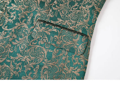 Costume vert 3 pièces pour hommes, veste de robe de soirée de mariage avec gilet et pantalon, ensembles Slim à la mode pour hommes, tissu Jacquard Beige, noir, bleu