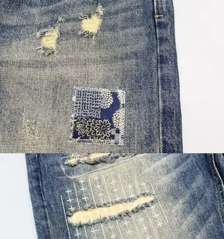 Jean Baggy Vintage en détresse Patchwork jean homme droit ample haute rue Hip-hop pantalons longs vêtements pour hommes jean pour homme