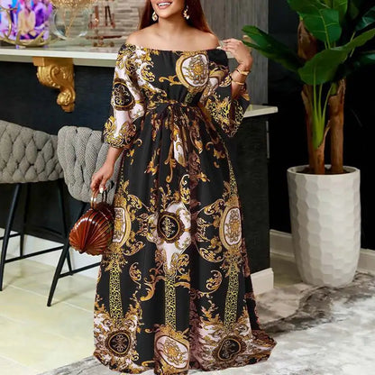 VONDA-Robe maxi bohème pour femmes, robe de soirée imprimée, robe d'été sexy à manches longues lanterne, robe vintage ceinturée, robe éducative, 2023