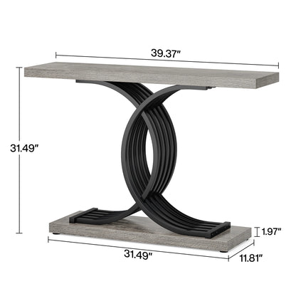 Tribesigns-Table d'entrée dorée, canapé moderne en imitation marbre, avec pieds géométriques en métal, 39 pouces