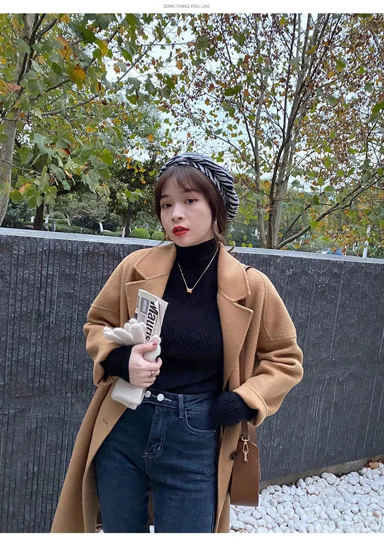 Automne hiver épais Pull femmes tricoté côtelé Pull Pull à manches longues col roulé mince Pull doux chaud Pull Femme 2025