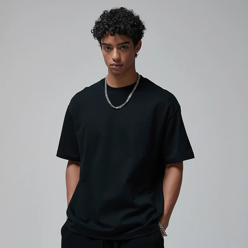 100 T shirt en coton lourd pour hommes et femmes, Tops à manches courtes, Tee shirts solides et surdimensionnés, vêtements de qualité 6.8oz 230gsm