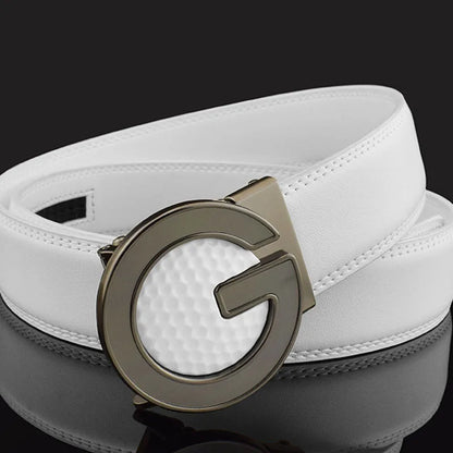 Ceinture de Golf blanche pour hommes, Texture cuir, coiffeur, boucle automatique, Simple, haute qualité, décontractée, pantalon pour jeunes