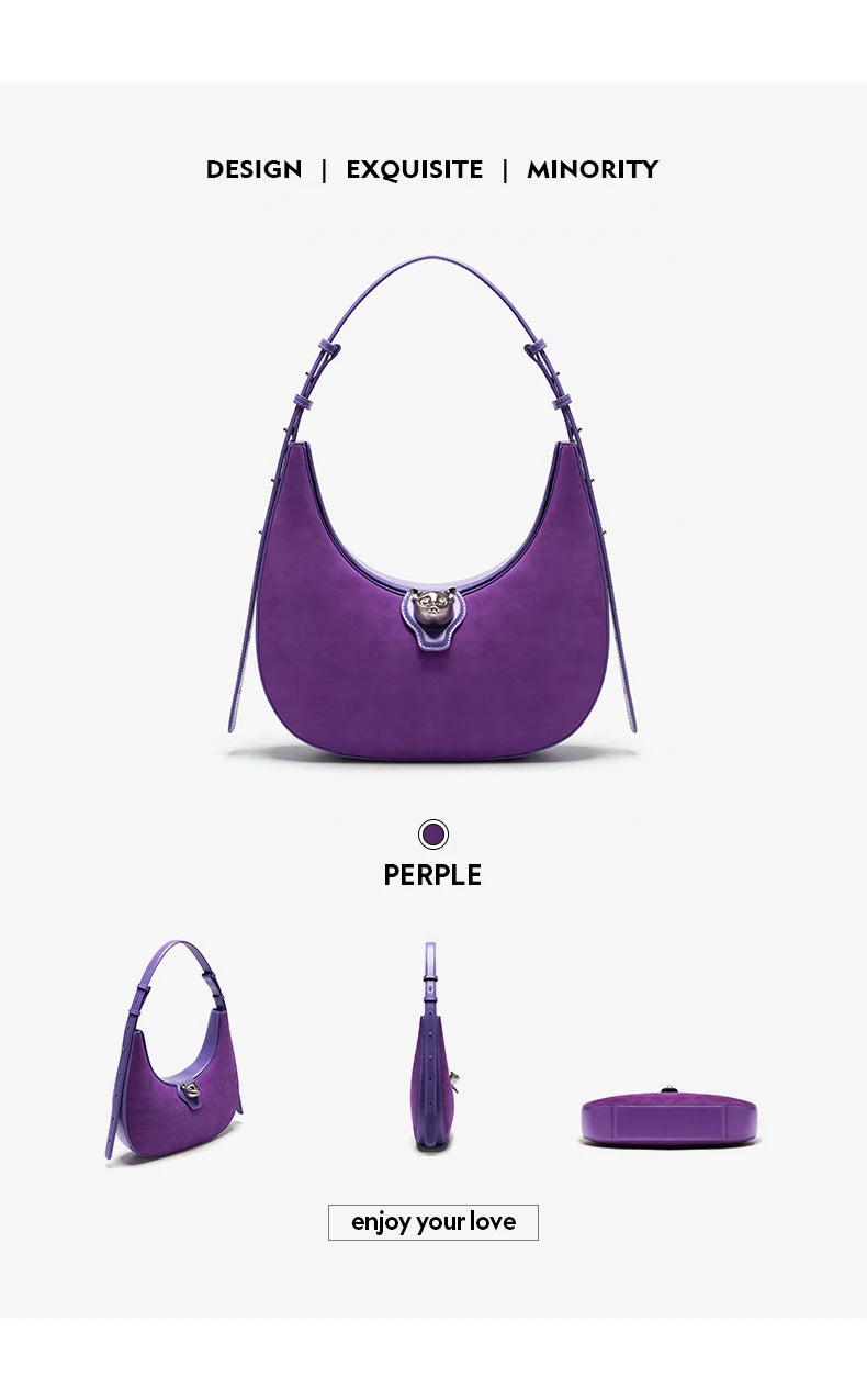 BAFELLI 2025 nouveau sac à main pour femmes série chat en cuir véritable marque de luxe mode rétro STYLE épaule HOBOS sacs à rabat femme