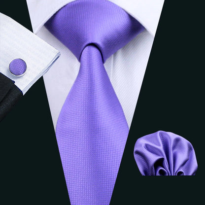 Barry.Wang violet lilas lavande soie hommes cravate mouchoir bouton de manchette ensemble Jacquard cravate florale pour homme mariage fête d'affaires