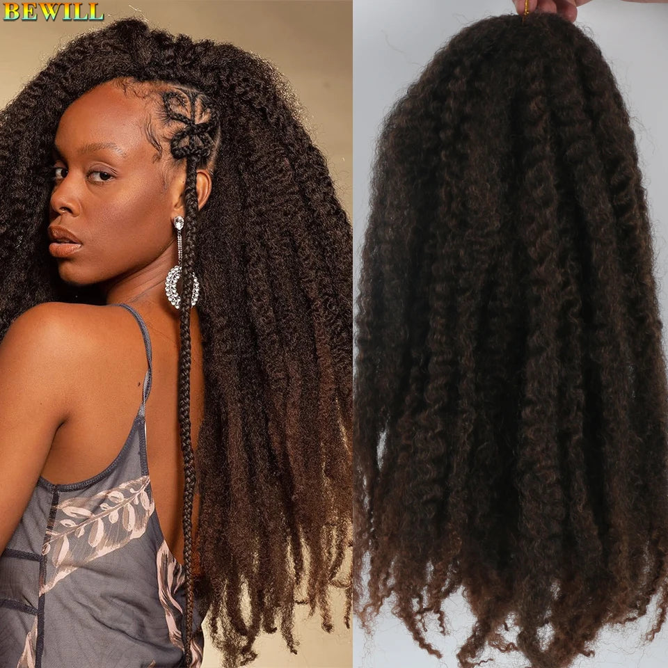1 - 6 paquets de cheveux en crochet de twists Marley de 18 pouces, de noir et brun à blond, cheveux de tresse ombré Afro Marley synthétique, pour les tresses de mèches fausses