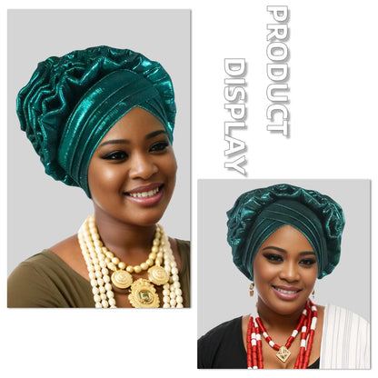 Turban Africain à Volants et artificiel astiques pour Femme, Couvre-chef de Mariage, Cravate de Sauna, Équipement de ix, Chapeau, Nigeria
