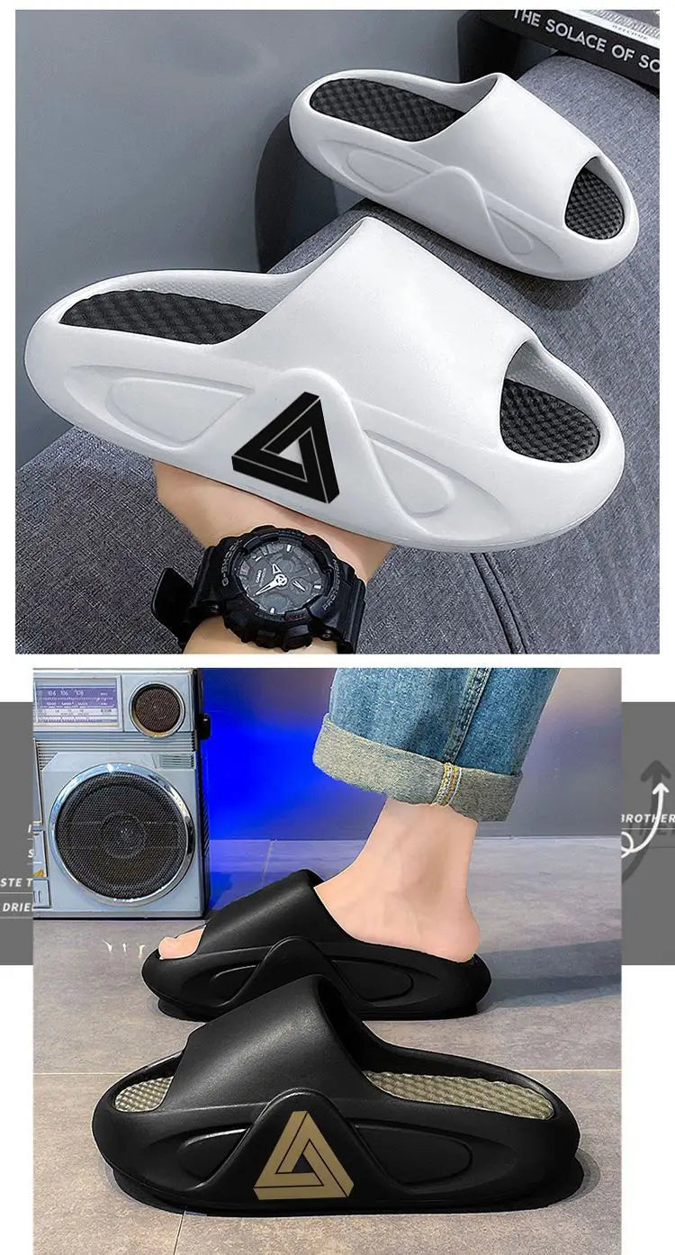 Pantoufles d'été à semelle épaisse pour hommes et femmes, sandales d'intérieur à fond souple EVA, chaussures de plage légères, tongs