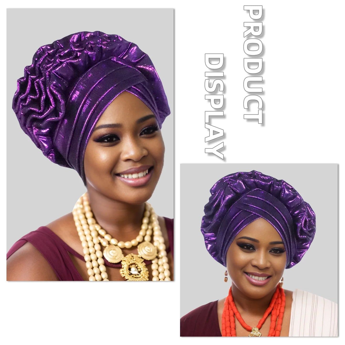 Turban Africain à Volants et artificiel astiques pour Femme, Couvre-chef de Mariage, Cravate de Sauna, Équipement de ix, Chapeau, Nigeria