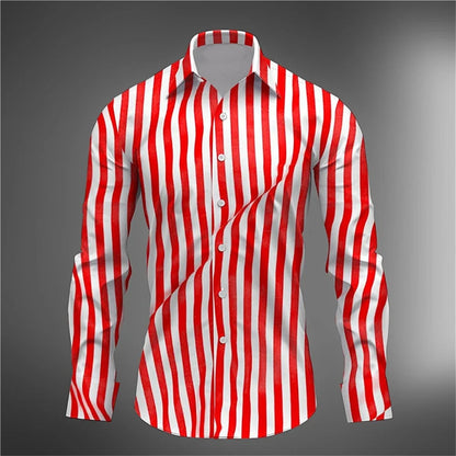 Chemise décontractée rayée à manches longues pour hommes, rubis fin, couleur piscine, rouge foncé, tissu extensible dans les quatre sens, automne et hiver