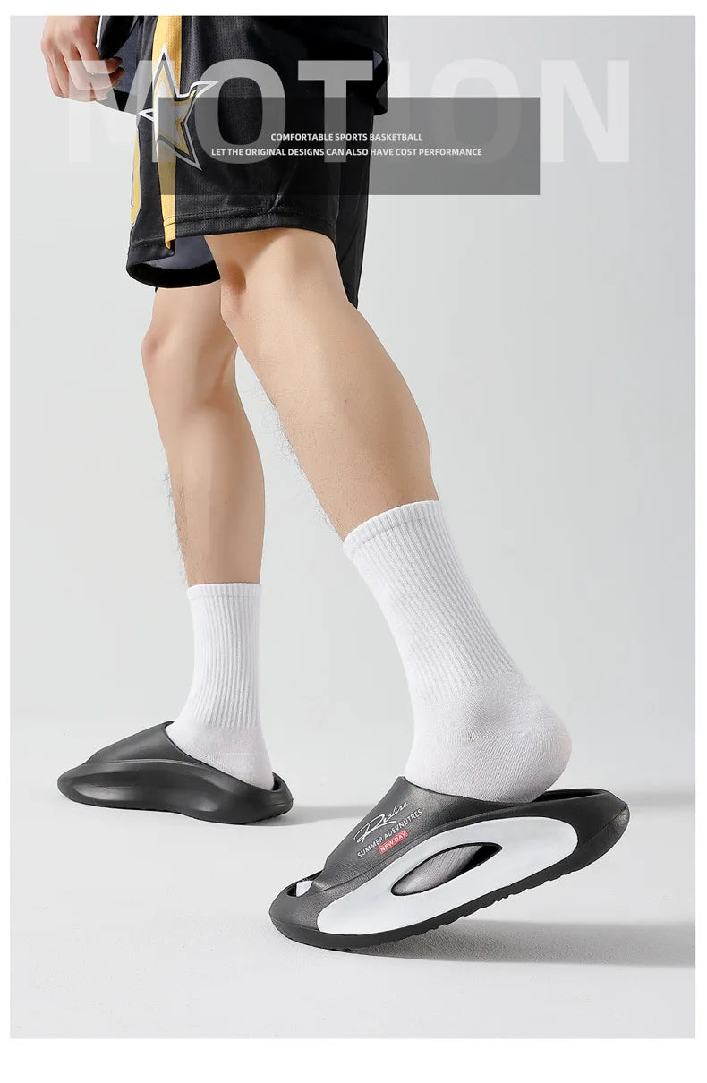 Pantoufles d'été pour hommes, semelle épaisse, douces, confortables, antidérapantes, respirantes, sandales de plage pour adolescents, garçons, chaussures de sport en plein air décontractées