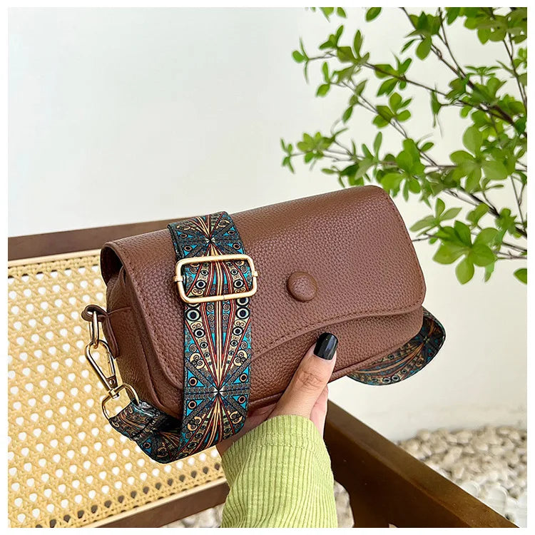 Sacs à bandoulière confortables à large sangle en cuir PU, sac à bandoulière à rabat décontracté pour femmes pour cadeaux, petits sacs à main et bourses de créateurs